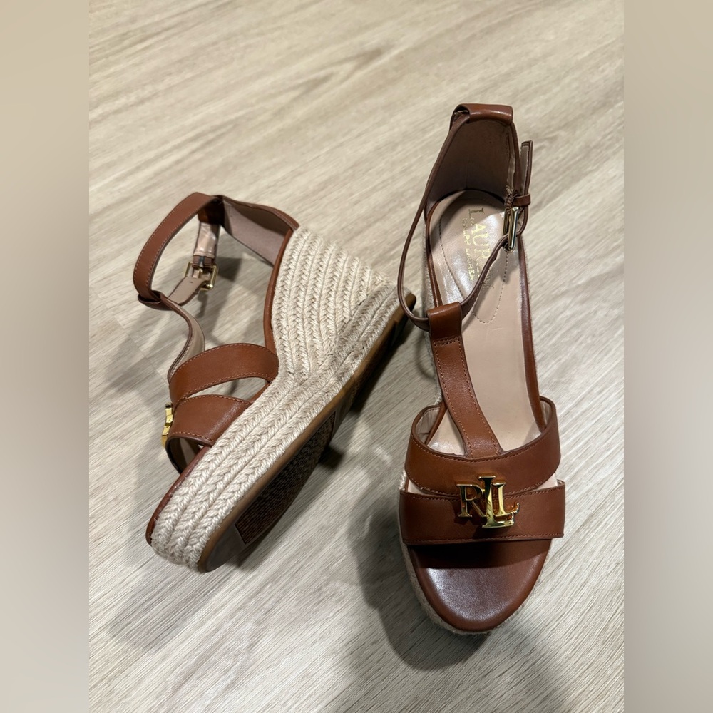 Ralph Lauren Brown Wedge Sandals